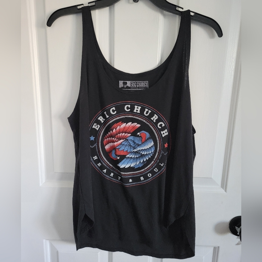 Eric Church Womens Dueling Eagles Red Blue Black Heart & Soul Tank Size XL